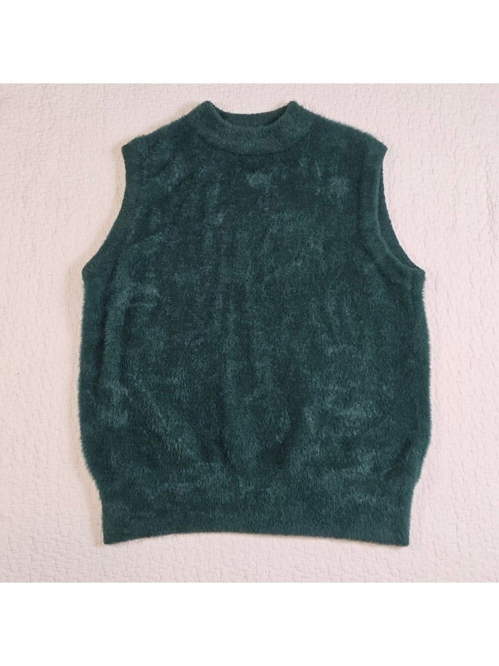 Rachel Zoe Green Faux Fur Mock Neck Vest